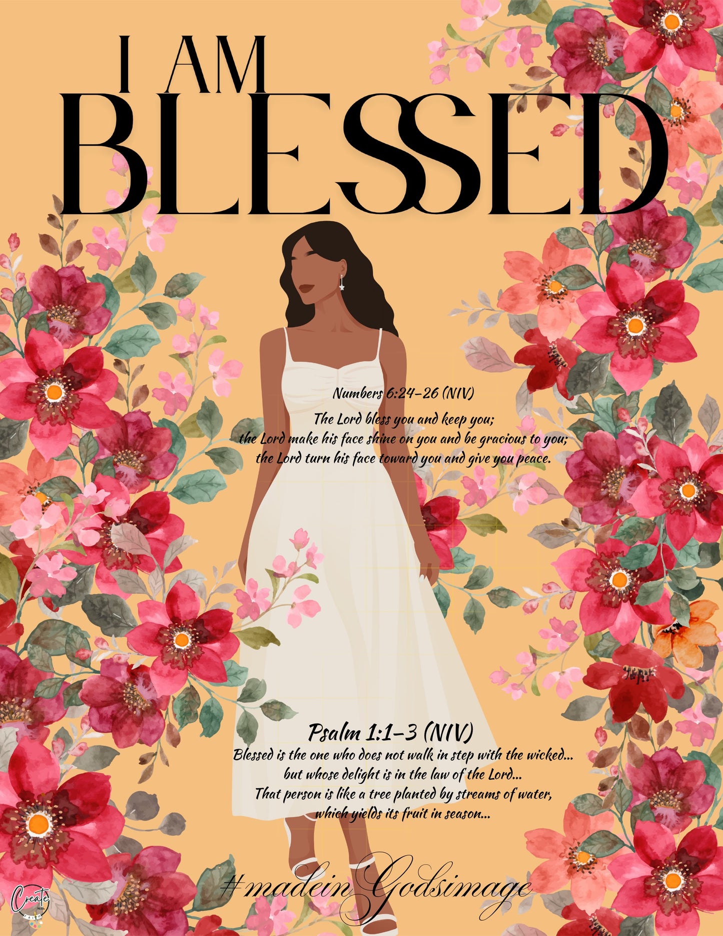"I am Blessed" Devotional Poster | Bible Scripture | Christian Poster Art | Christian Home Decor
