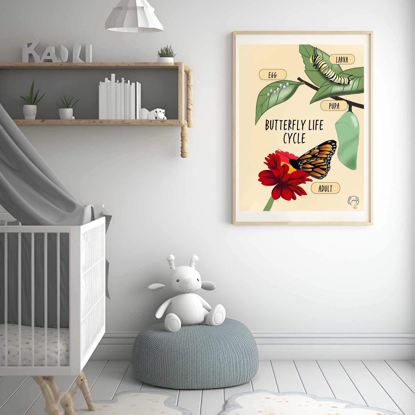 Printable Butterfly Cycle Diagram Educational Plant Anatomy Poster Botanical Science Wall Art Instant Download for Classroom